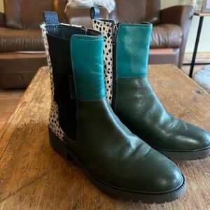 Soruka Teal and Black Leather Boots